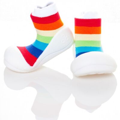 Attipas Rainbow-Weiß- ergonomische Baby Lauflernschuhe, atmungsaktive Kinder Hausschuhe ABS Socken Babyschuhe Antirutsch  white