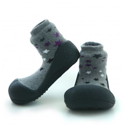 Attipas Twinkle-Schwarz- ergonomische Baby Lauflernschuhe, atmungsaktive Kinder Hausschuhe ABS Socken Babyschuhe Antirutsch