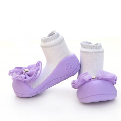 Attipas Crystal-Violet- ergonomische Baby Lauflernschuhe, atmungsaktive Kinder Hausschuhe ABS Socken Babyschuhe Antirutsch