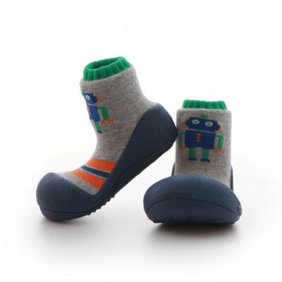Attipas Robot Blau- ergonomische Baby Lauflernschuhe, atmungsaktive Kinder Hausschuhe ABS Socken Babyschuhe Antirutsch