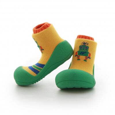 Attipas Robot-Grün- ergonomische Baby Lauflernschuhe, atmungsaktive Kinder Hausschuhe ABS Socken Babyschuhe Antirutsch