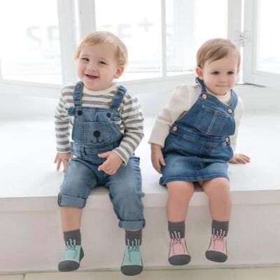 Attipas Paw mint - ergonomische Baby Lauflernschuhe, atmungsaktive Kinder Hausschuhe ABS Socken Babyschuhe Antirutsch