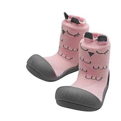 Attipas Cutie-Rosa - ergonomische Baby Lauflernschuhe, atmungsaktive Kinder Hausschuhe ABS Socken Babyschuhe Antirutsch