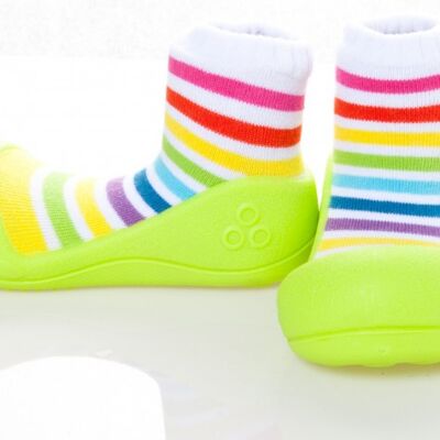 Attipas Rainbow-Green- ergonomische Baby Lauflernschuhe, atmungsaktive Kinder Hausschuhe ABS Socken Babyschuhe Antirutsch  25.5