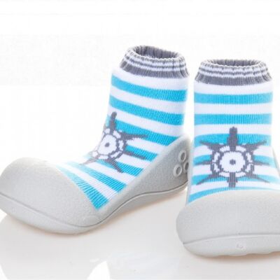 Attipas Marine-Green- ergonomische Baby Lauflernschuhe, atmungsaktive Kinder Hausschuhe ABS Socken Babyschuhe Antirutsch  25.5