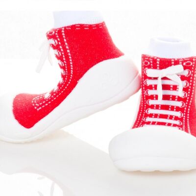 Attipas Sneakers Rot- ergonomische Baby Lauflernschuhe, atmungsaktive Kinder Hausschuhe ABS Socken Babyschuhe Antirutsch
