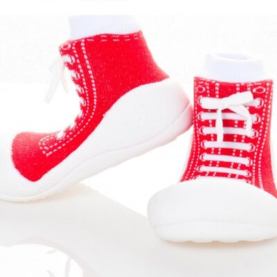 Attipas Sneakers Rot- ergonomische Baby Lauflernschuhe, atmungsaktive Kinder Hausschuhe ABS Socken Babyschuhe Antirutsch
