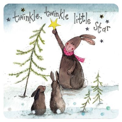 Twinkle Twinkle Rabbits Christmas Coaster