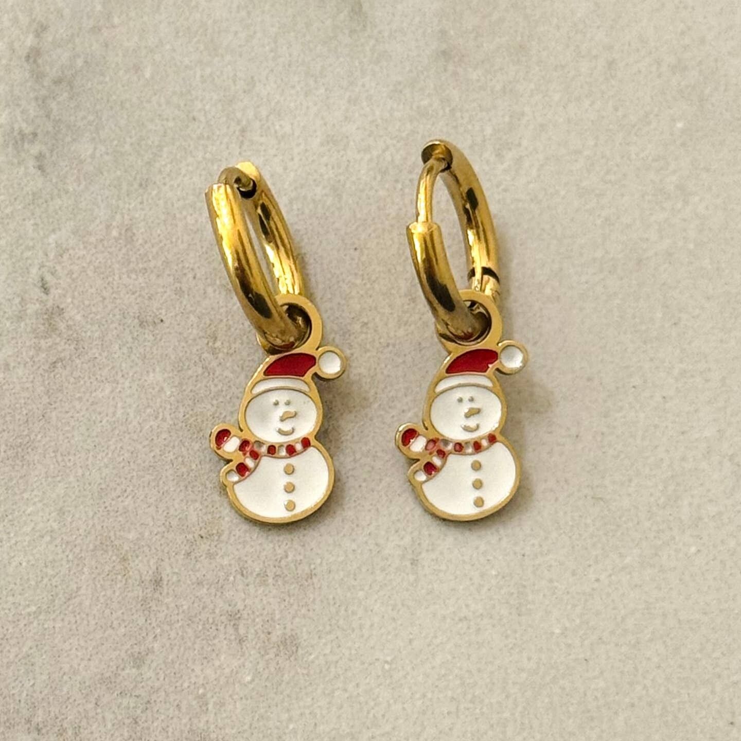 Sam The Snowman Christmas Hoop Earrings 