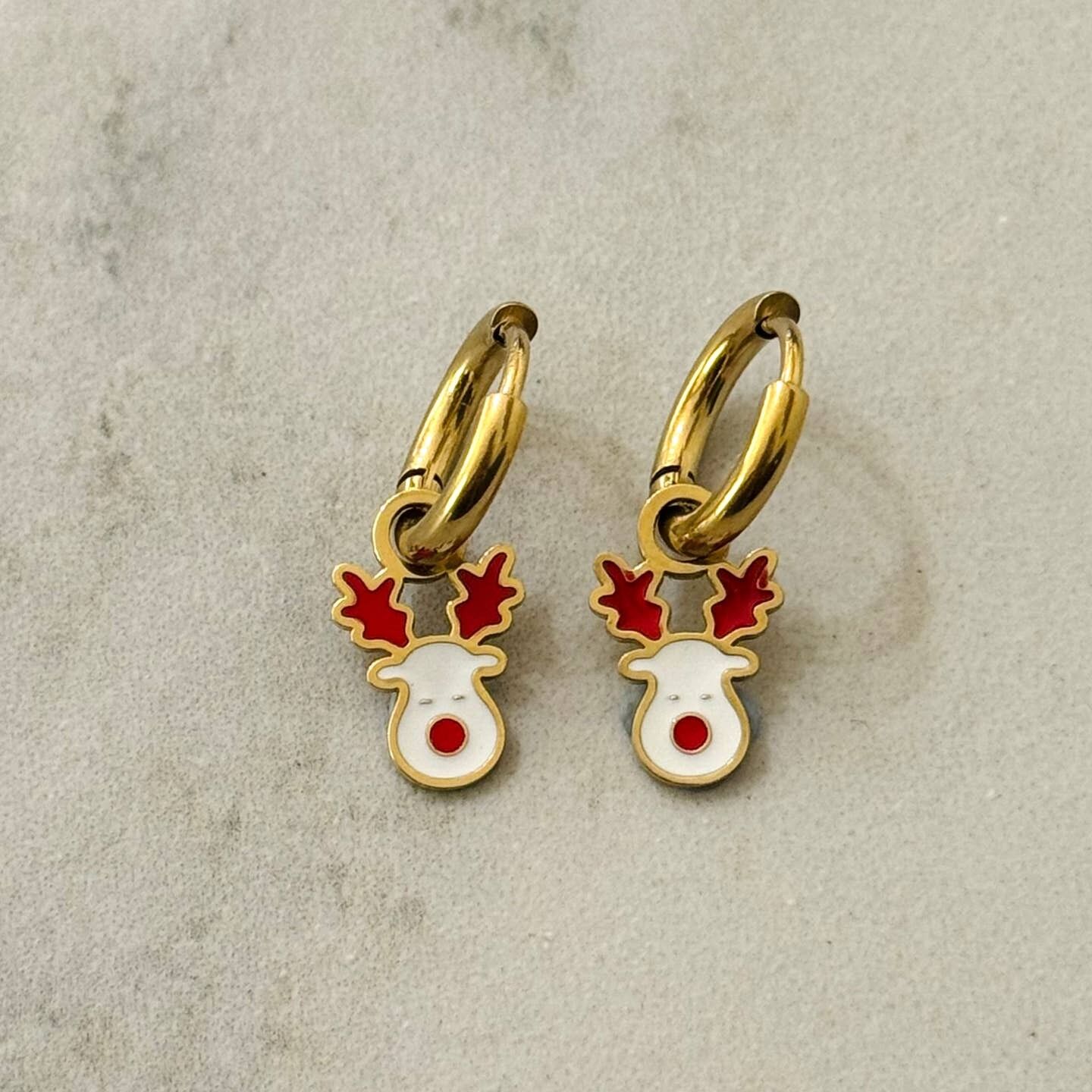 Rudolph The Reindeer Christmas Hoop Earrings