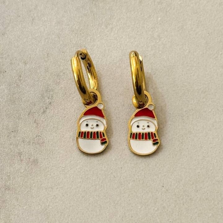 Snowman Christmas Hoop Earrings 