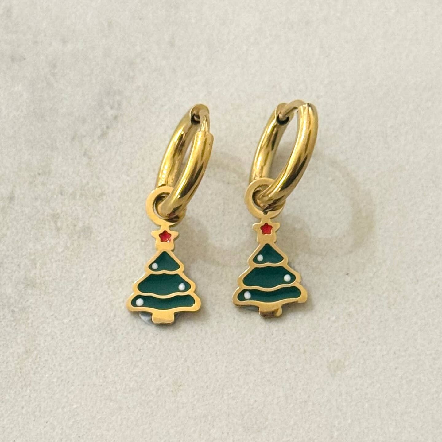 Christmas Tree Hoop Earrings  