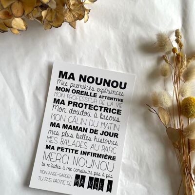 Carte à mots doux pour les nounous