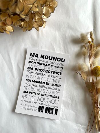 Carte à mots doux pour les nounous