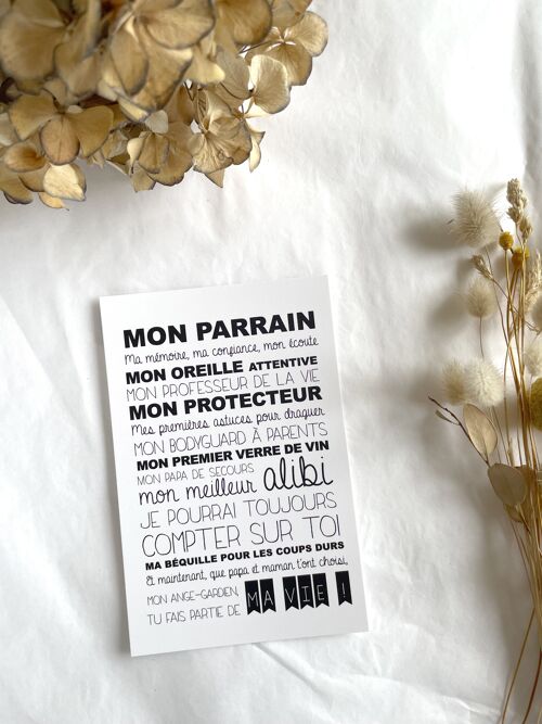 Carte à mots doux pour les parrains