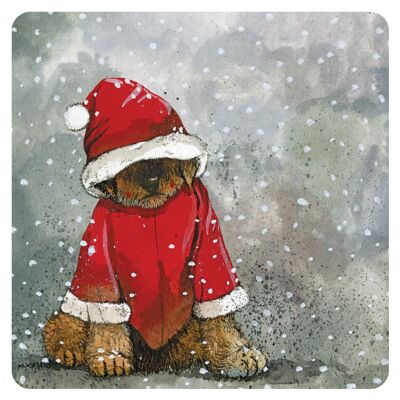 Tiny Tim Dog Christmas Coaster