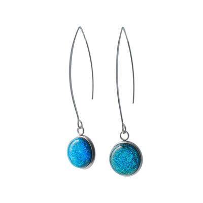 Vera peacock blue dangling earrings