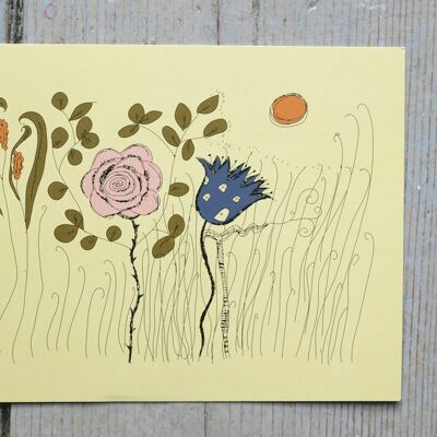 Pink and Blue Flower card