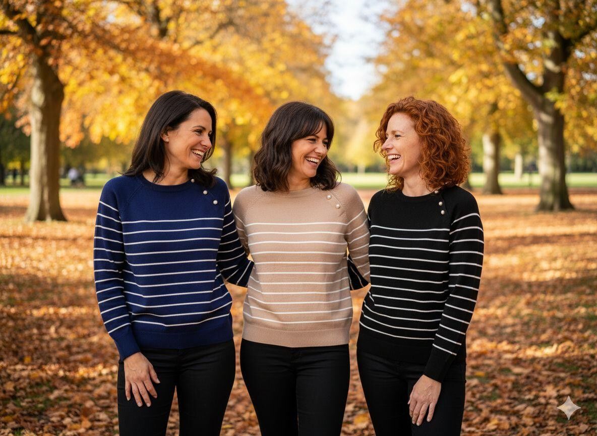 Maglia a righe con rifiniture in perle