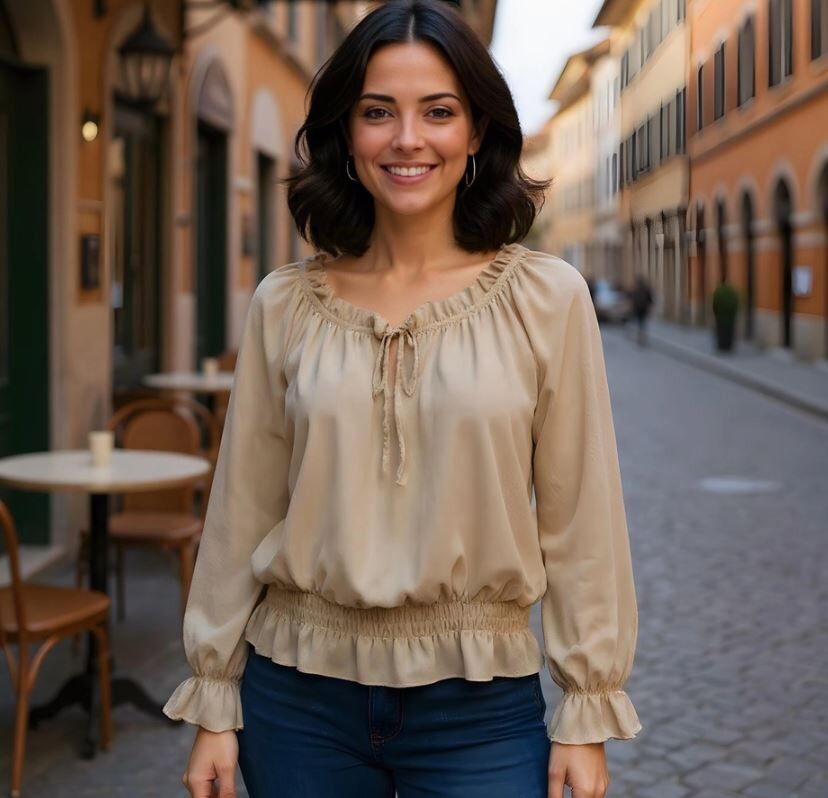 Blusa Bardot con volant semplice