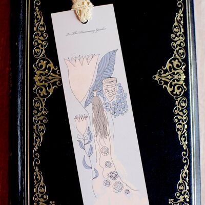 Misty Rose Princess bookmark, organic cotton lace