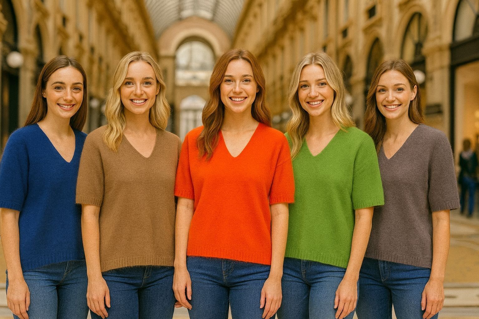 Jersey de punto de angora con cuello en V