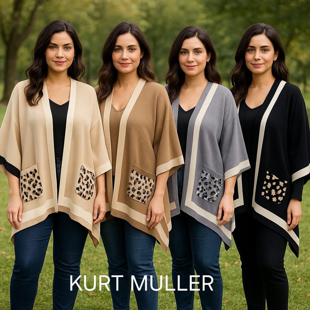 Abrigo tipo cárdigan con ribete de leopardo de lujo