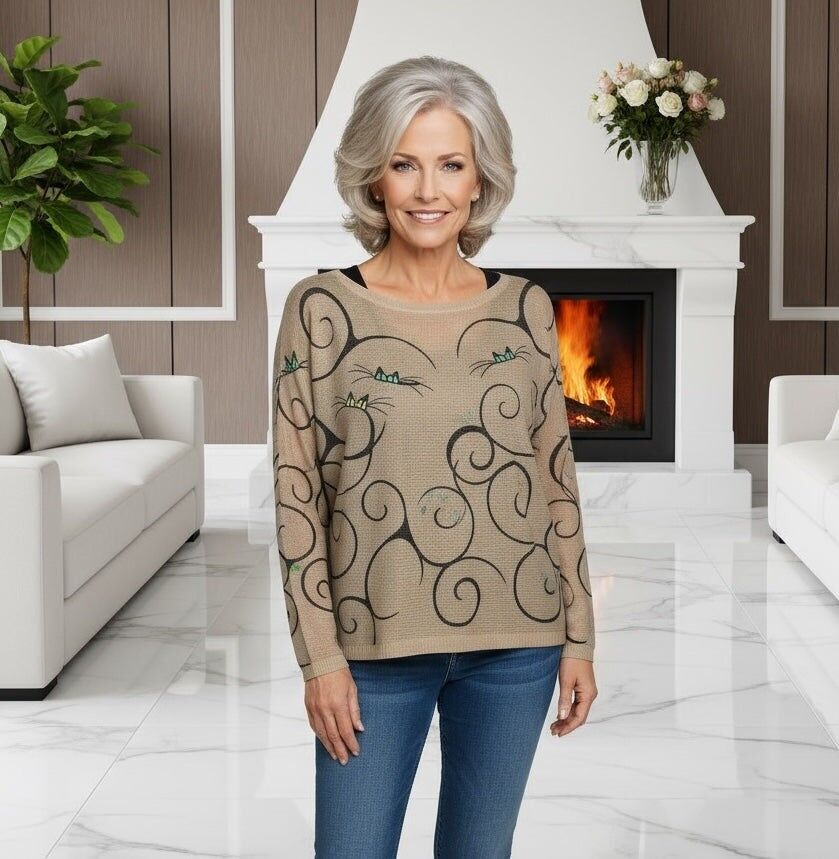 Top de punto de malla con remolinos