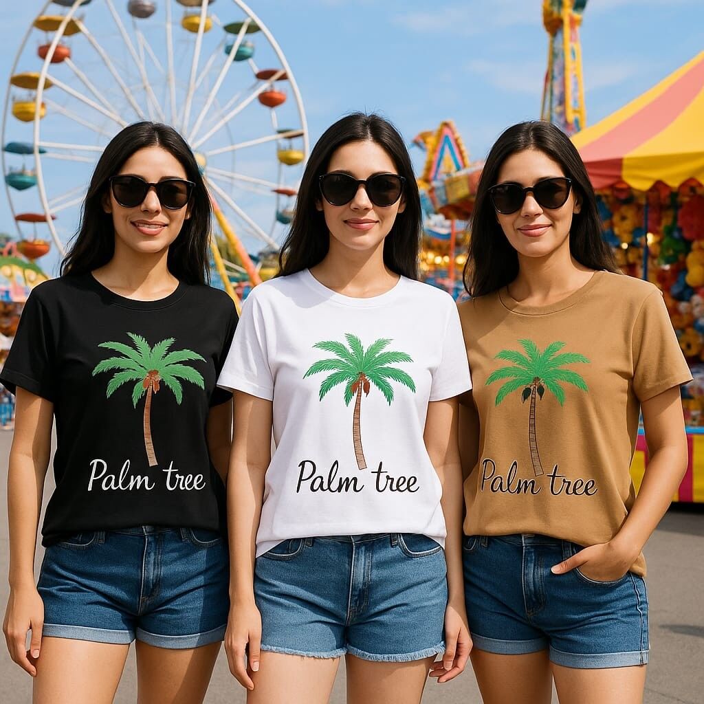 Camiseta asimétrica de algodón con estampado de palmeras