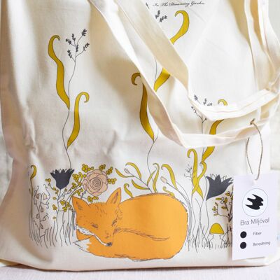 Fox tote bag, organic cotton