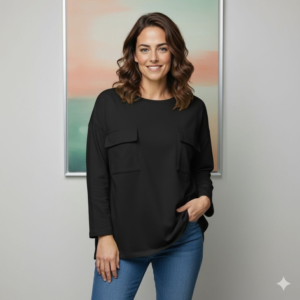 Túnica deportiva de algodón con dos bolsillos