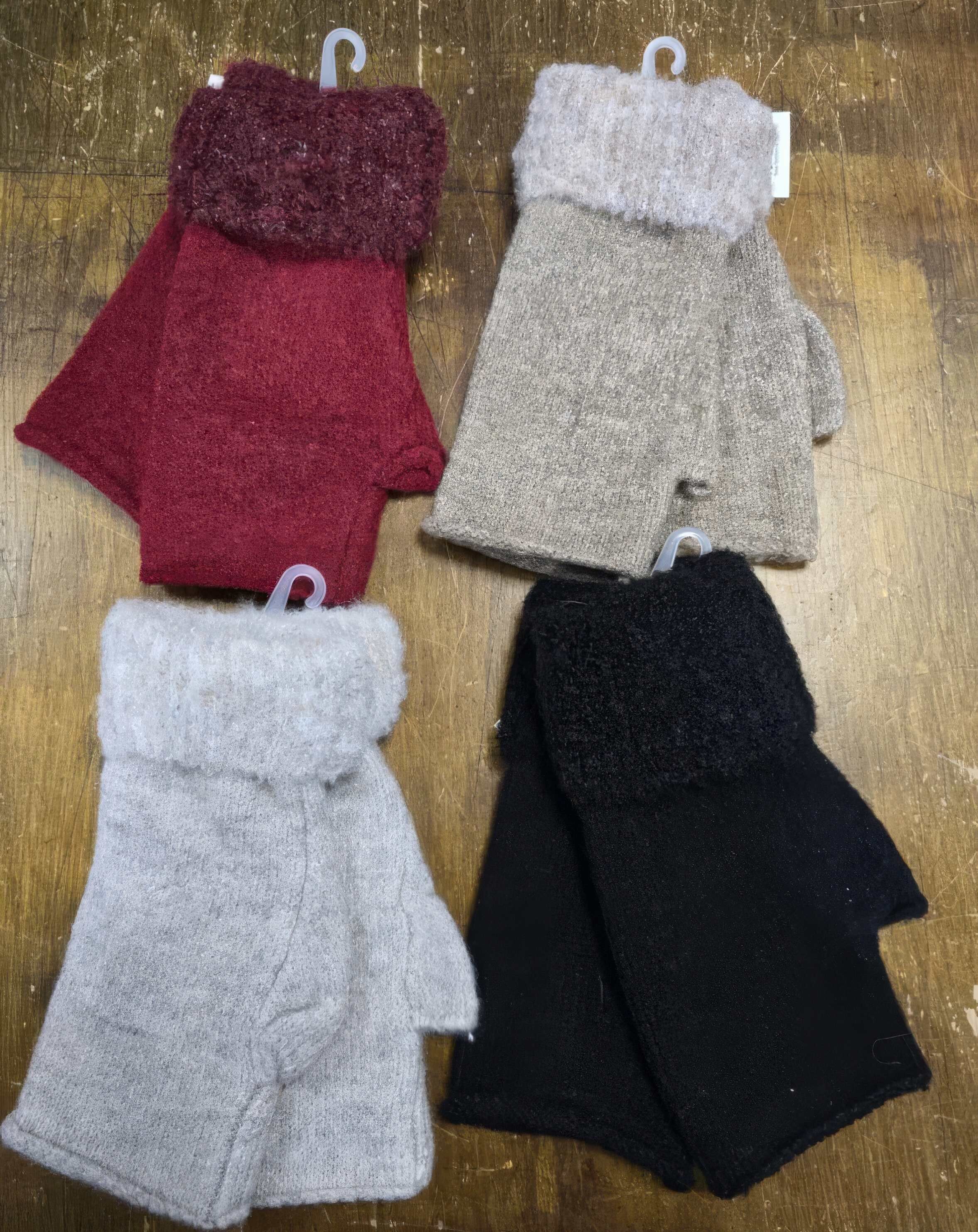 Guanti in pelliccia sintetica senza dita in lana