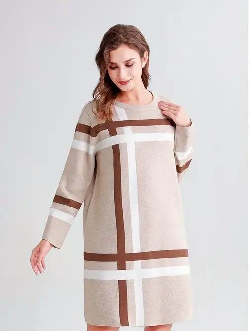 Abito classico a quadri in maglia