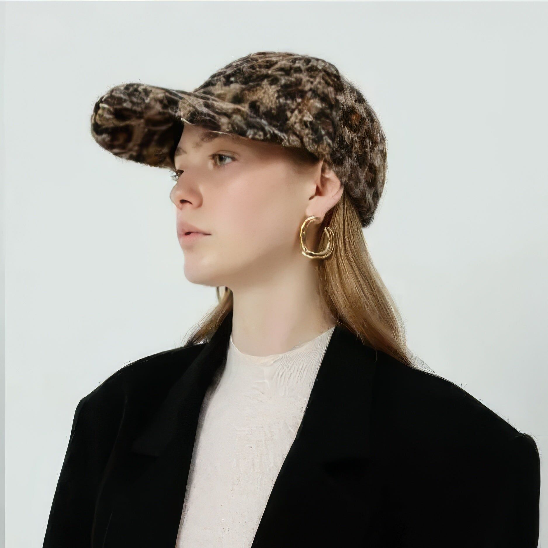 Cappello da baseball con stampa leopardata Boucle