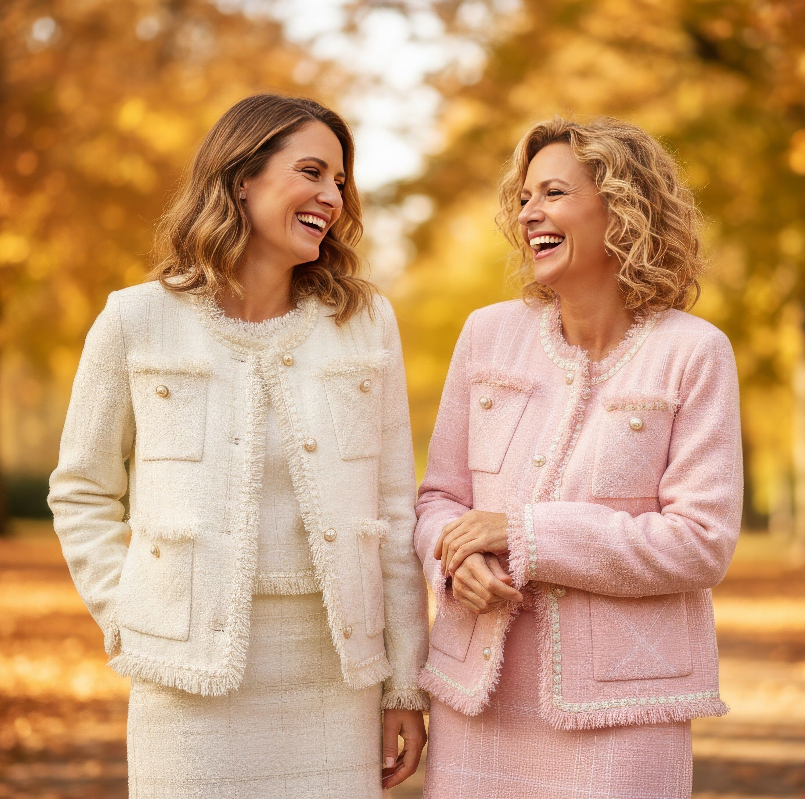 Boucle Pearl Ch Frayed Skirt Two Piece Coord Set