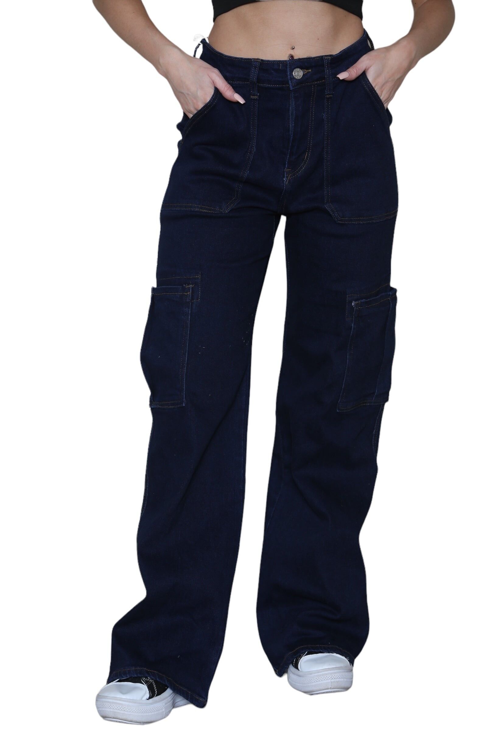 Lolita Dark Wash Cargo Wide Leg Jeans