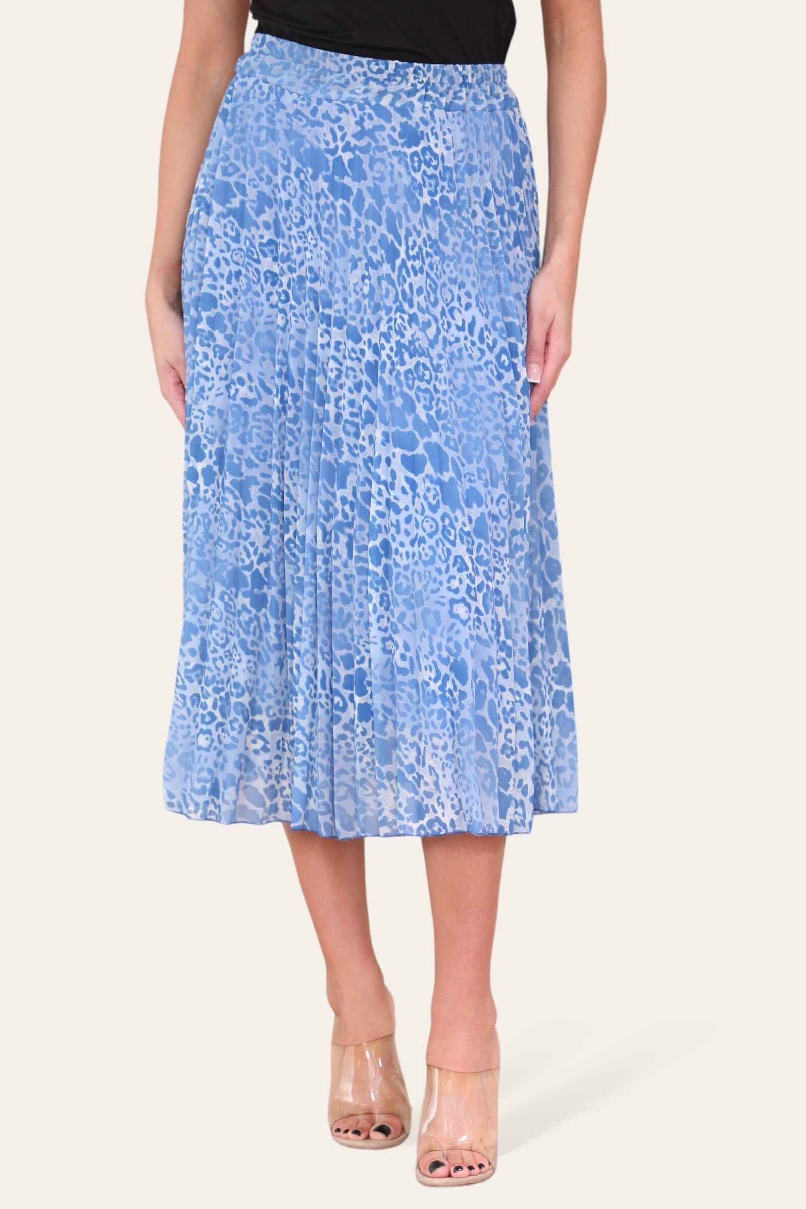 Zweifarbiger Faltenrock mit Tiermuster