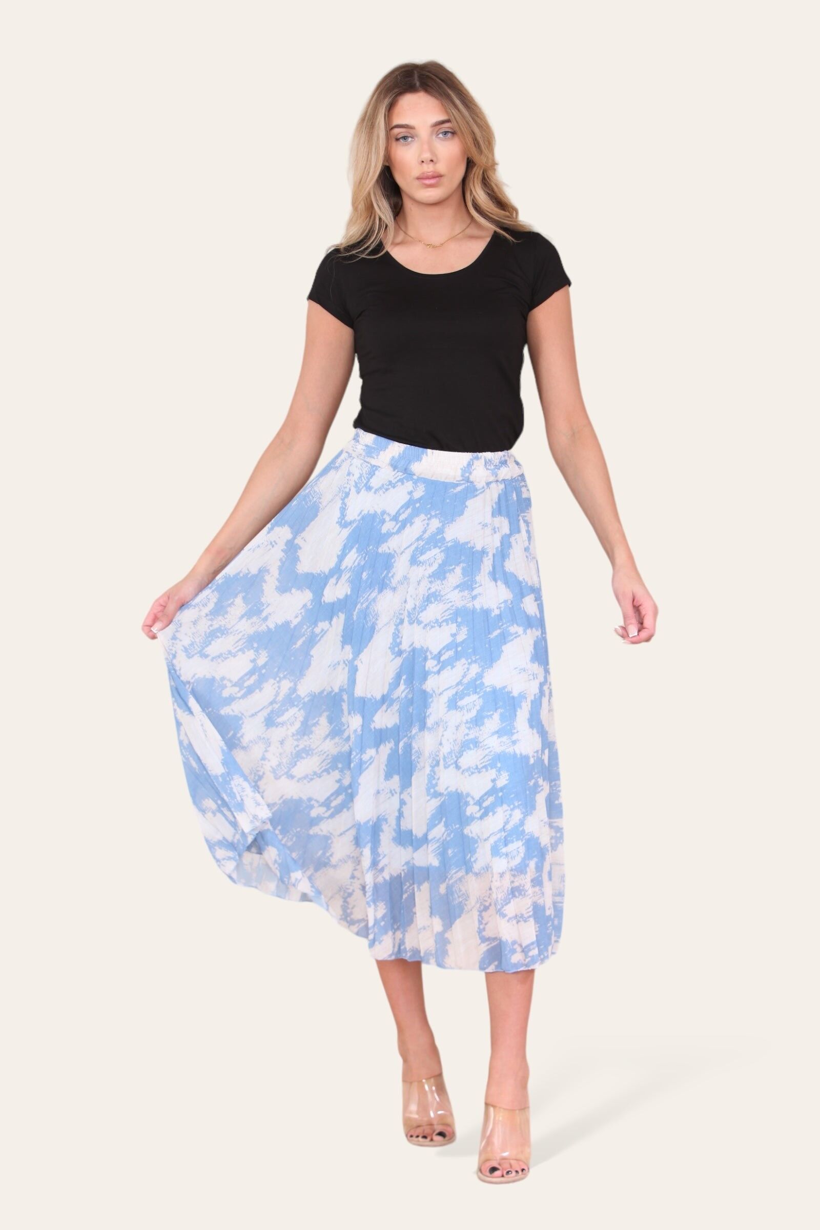 Sasha Faltenrock mit Wirbelmuster