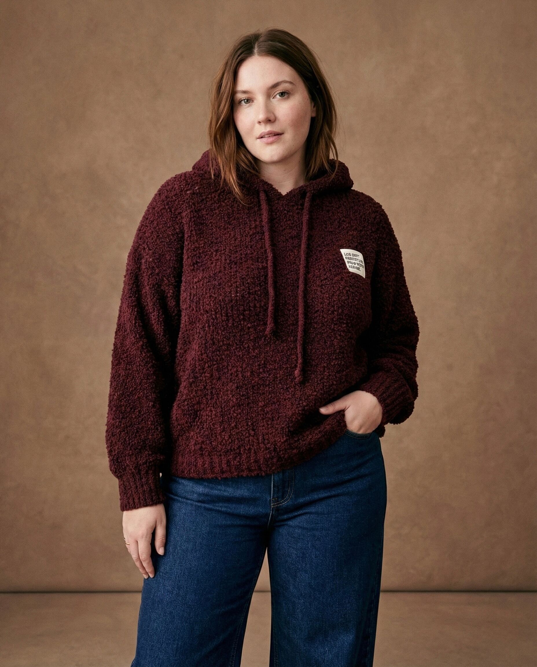 GRANDE TAILLE Pull capuche bouclette laine alpaga PP2523GT