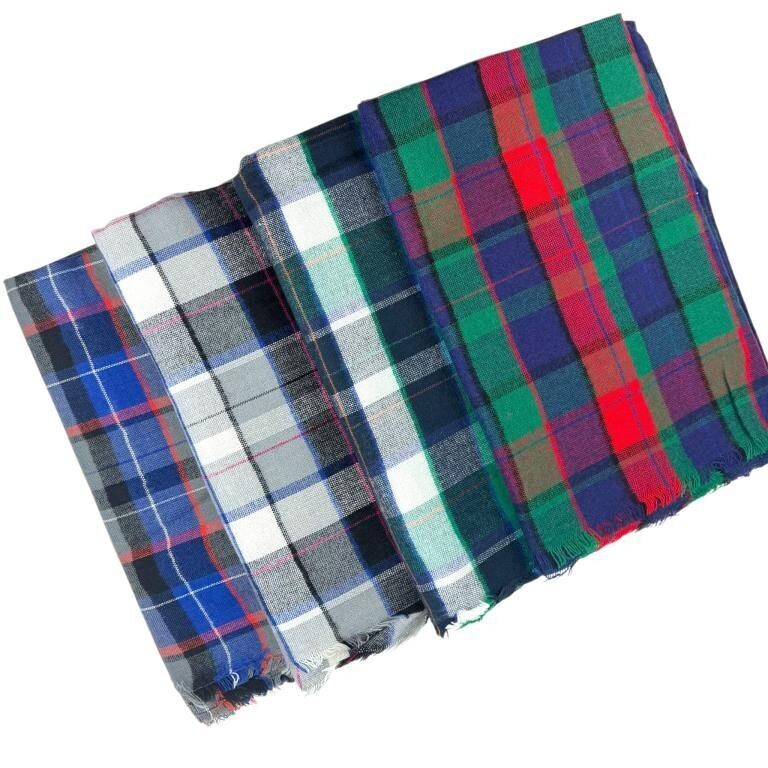 Bufanda de Algodón para Mujer con Diseño de Cuadrados