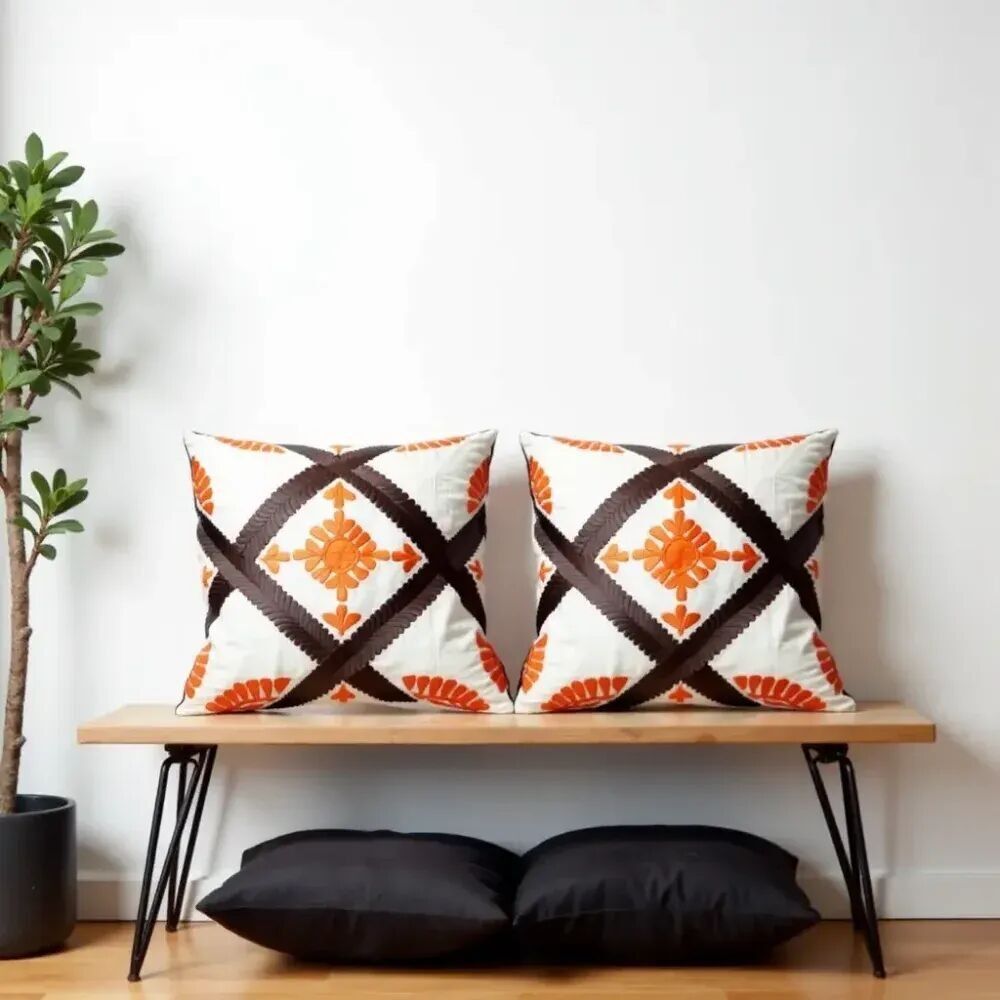 Vivaci federe berbere con motivo a rombi – 17.4" x 17.4"