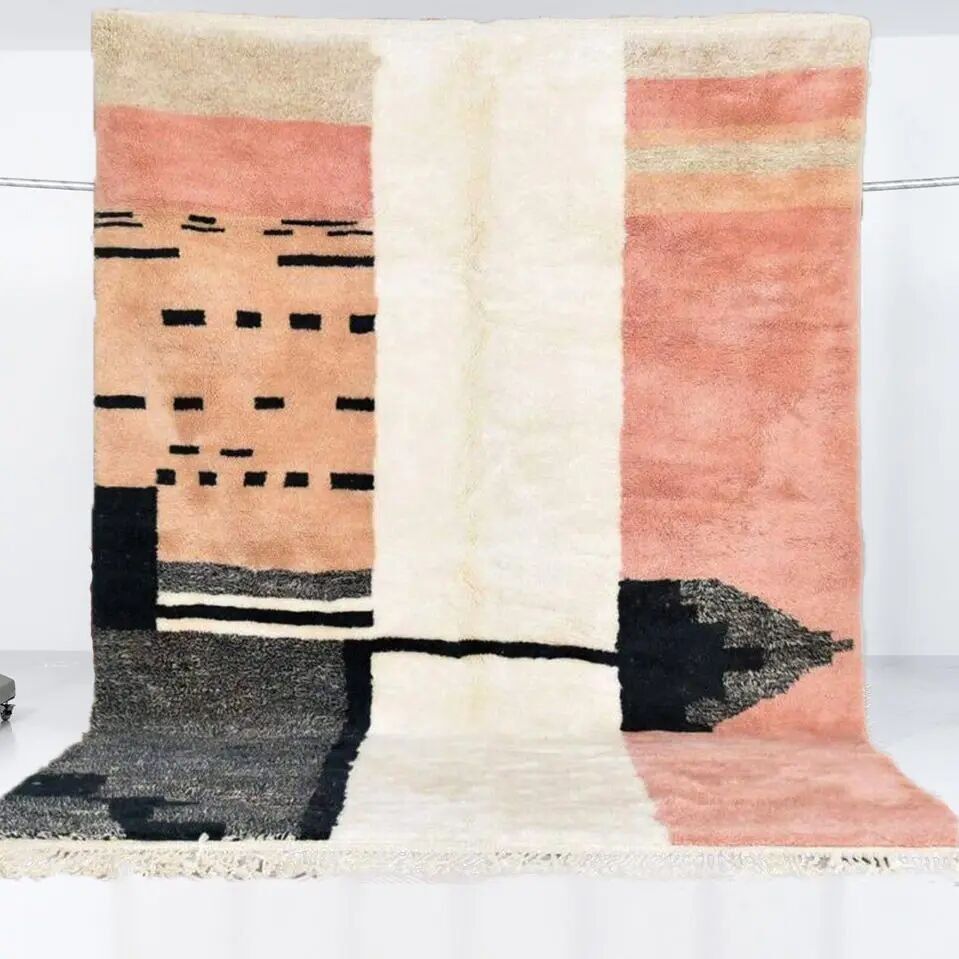 Autentici tappeti marocchini personalizzati – Tappeto Beni Ourain tessuto a mano – 122 cm x 183 cm