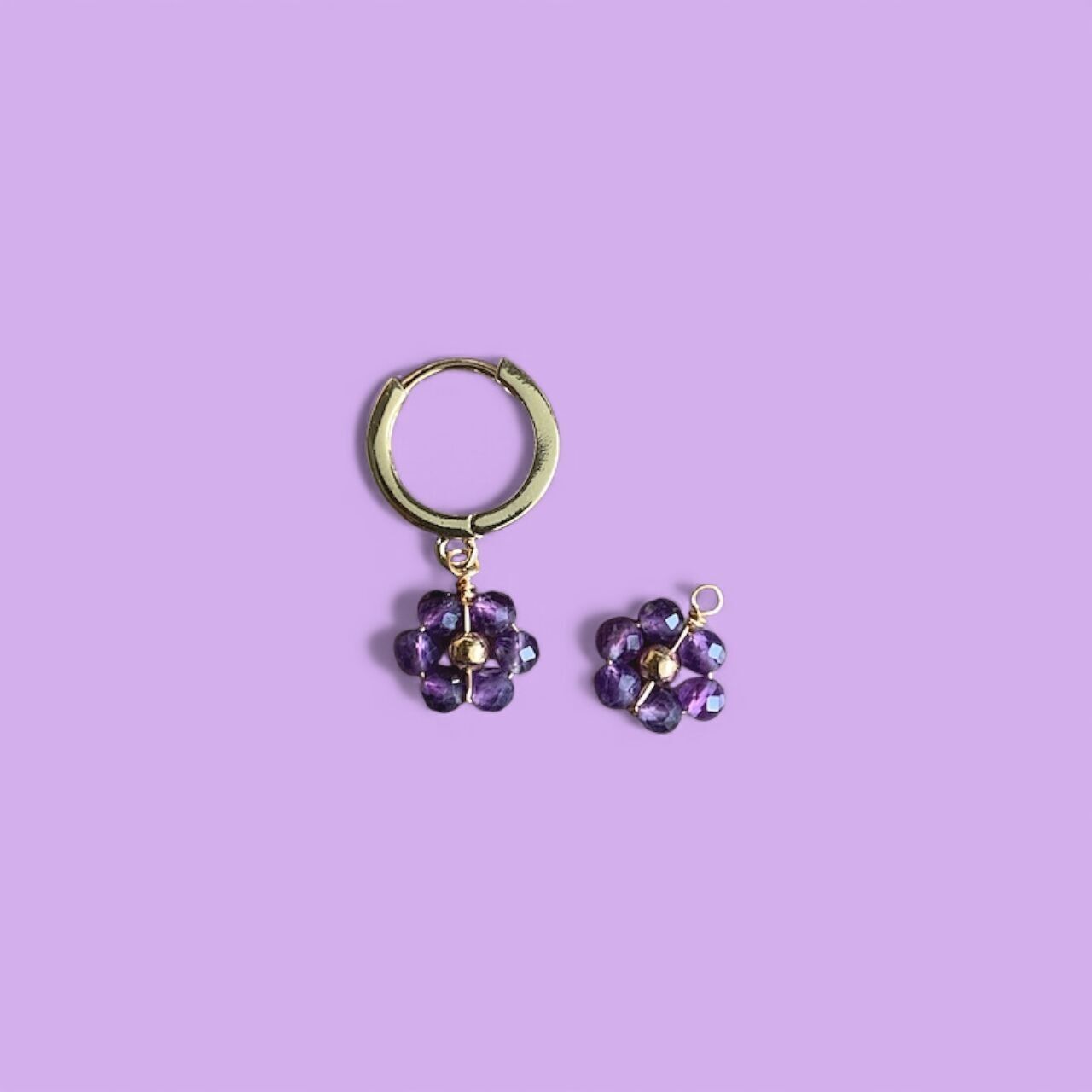 Pair of Marguerite PM earrings - Dark purple