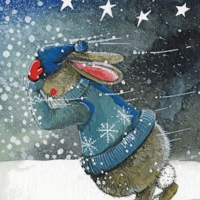 Footsteps Rabbit Christmas Kitchen Tea Towel