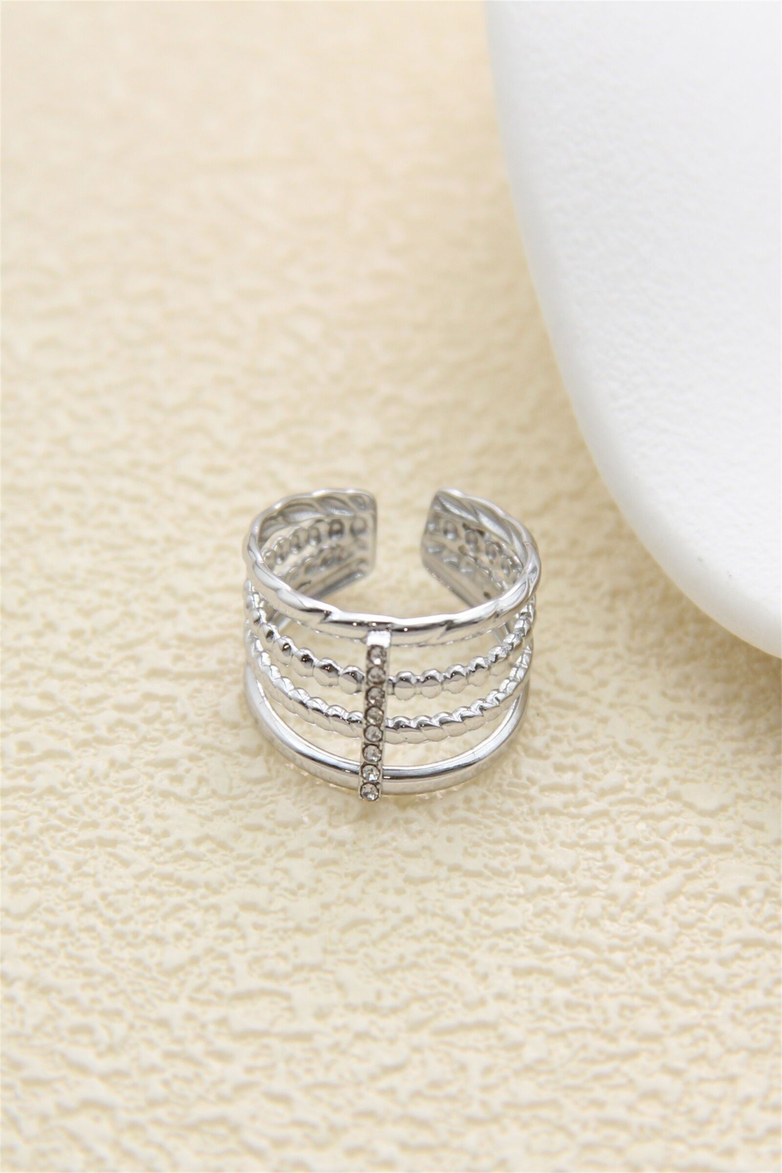 Bague Large Strass en Acier Inoxydable – Finition Dorée ou Argentée