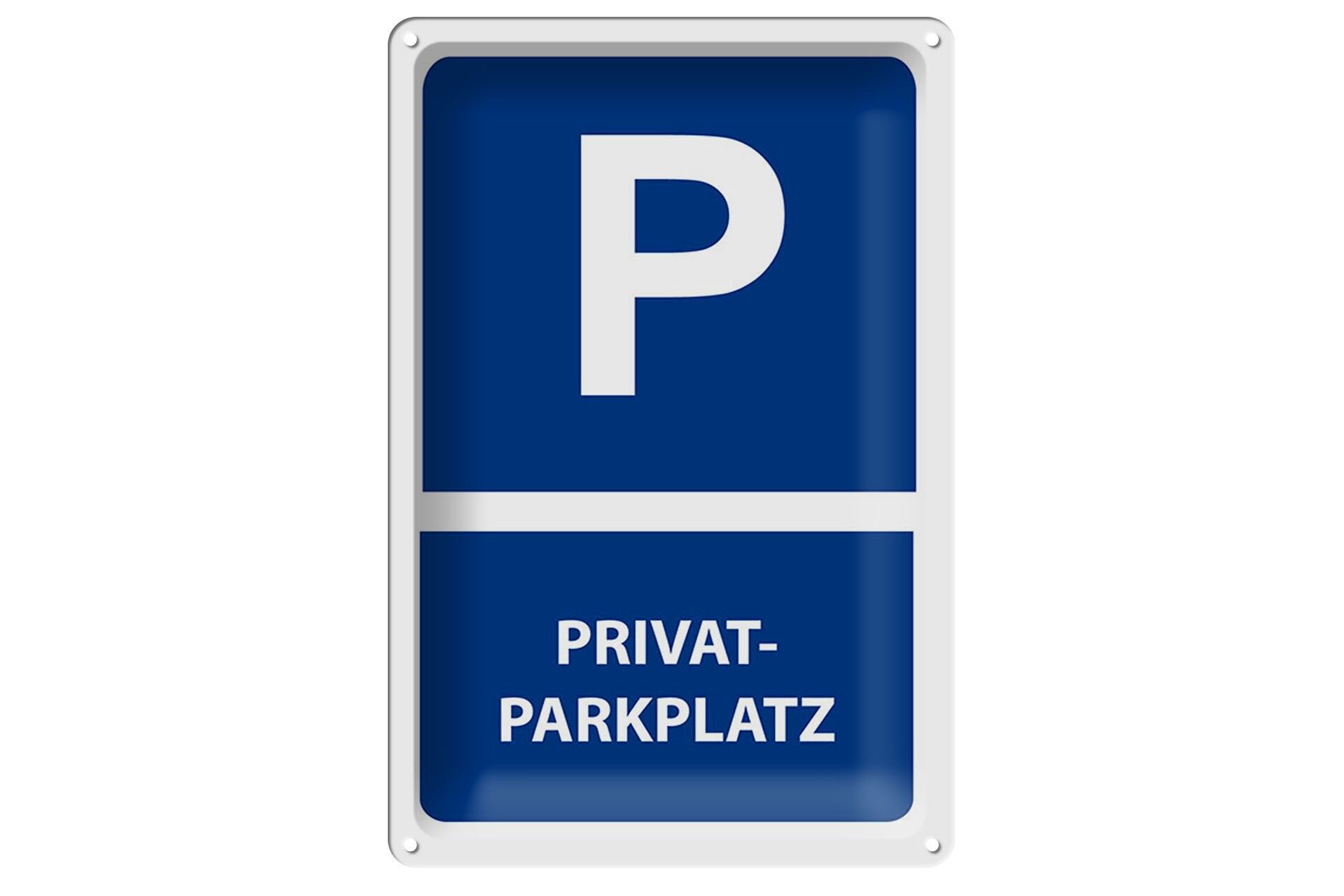 Blechschild Hinweis 12x18 cm Privat Parkplatz blaues Schild