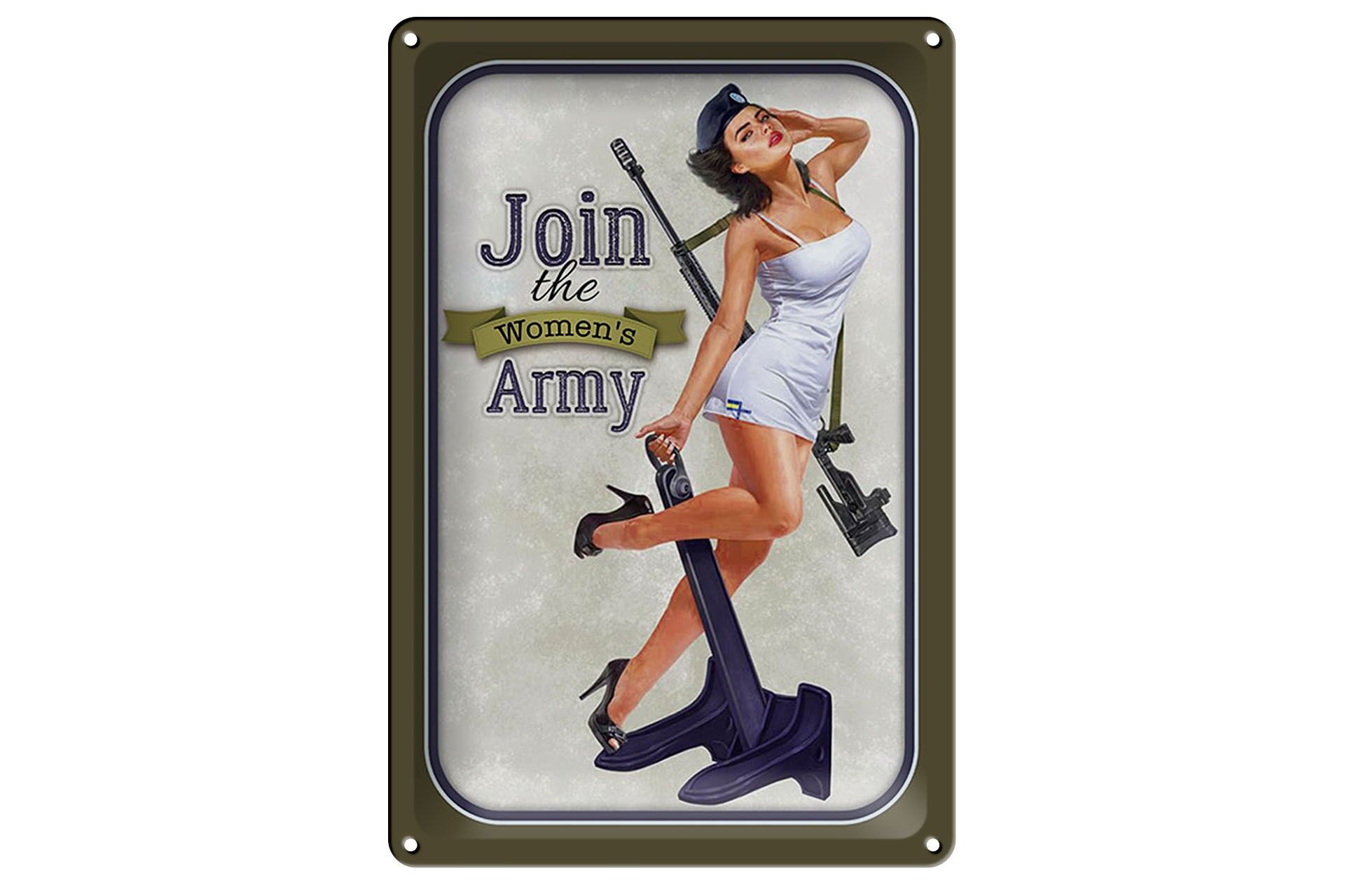 Blechschild Spruch 12x18 cm Join the Womens Army Matrosin mit Anker Deko Schild