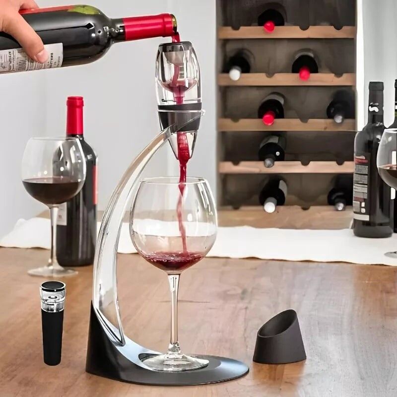Wine Aerator and Decanter with Curved Stand