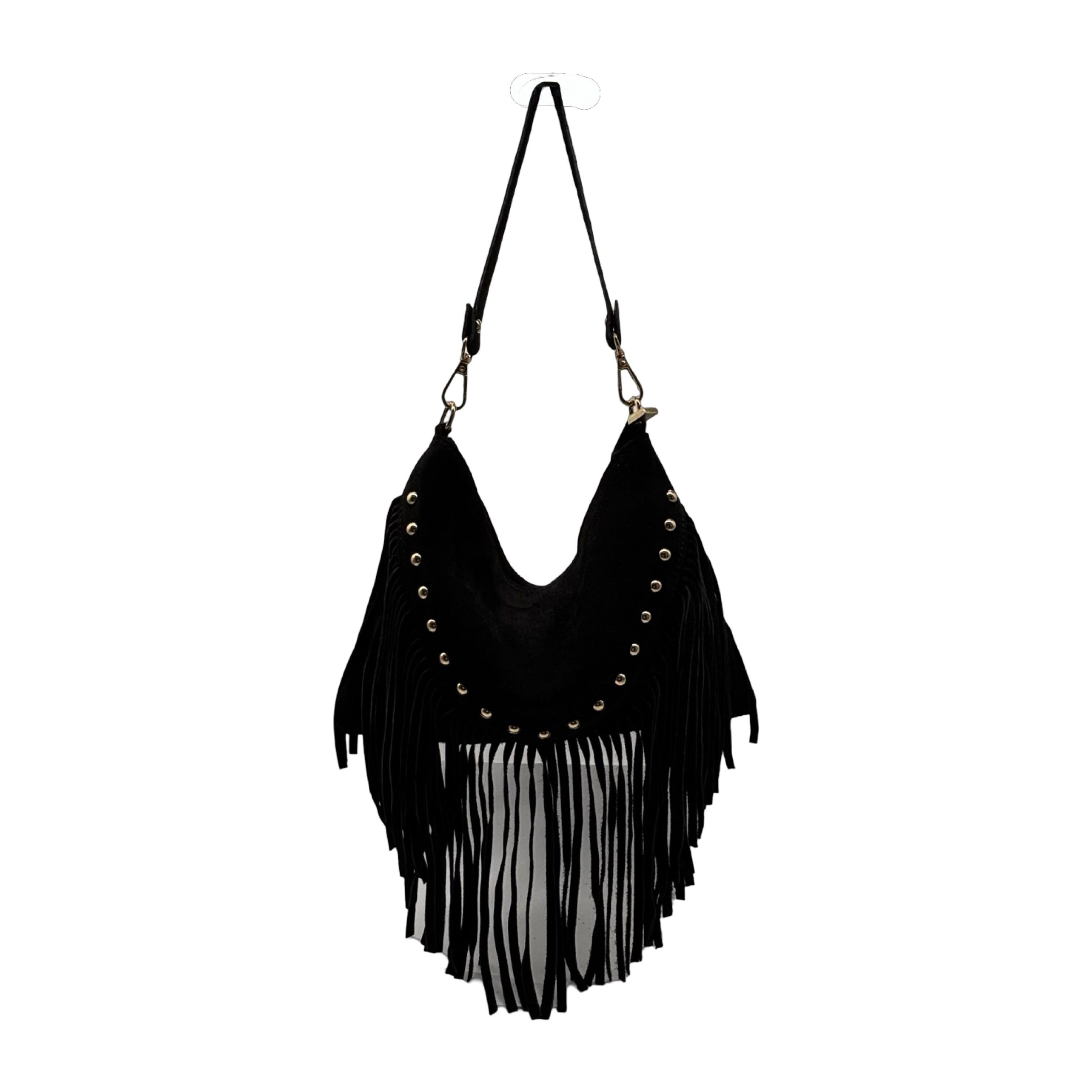 Borsa a tracolla in vera pelle scamosciata