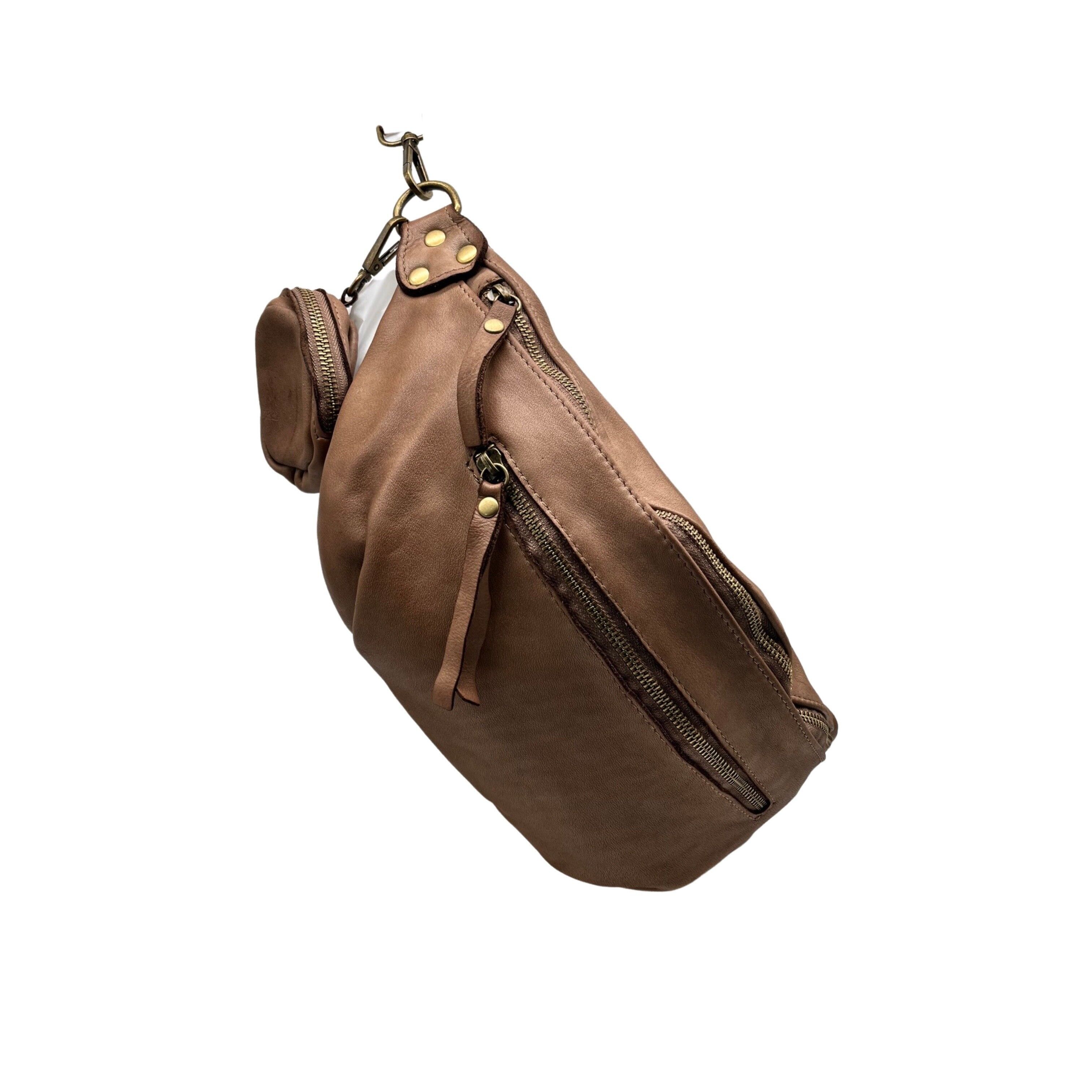 MARSUPIO GIULIA IN PELLE LAVATA TORTORA